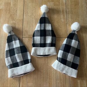 3 Black & White Buffalo Plaid Christmas Hats